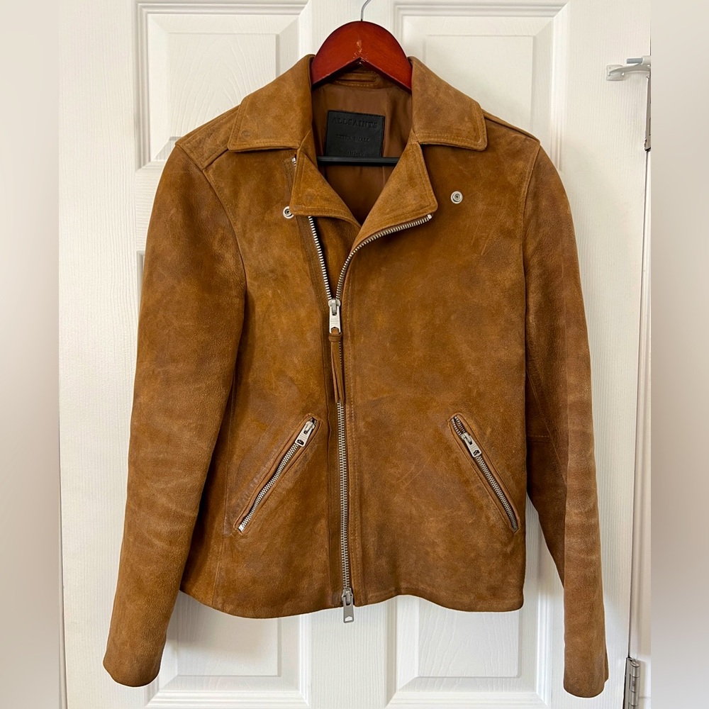 AllSaints light brown leather Judd Biker jacket